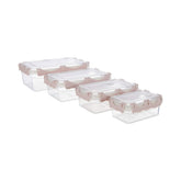 Hectarul - Set 4 cutii pentru alimente , din plastic , cu capac etans , 0.40+0.80+1.40+2.50 l , Tuffex TP412